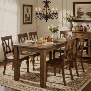 Sunvega Rustic Golden Brown Rectangular Counter Height Dining Table with Organic Wood Grain