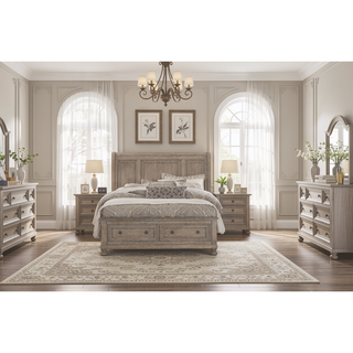 Sunvega Antique Brown Finish Nightstand with Hidden Drawer and Bun Feet