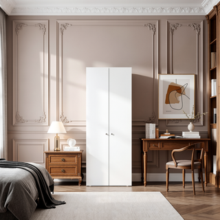 Sunvega 66.9 Inch Tall Oak Wardrobe Cabinet with 4 Shelves and Hanging Rod
