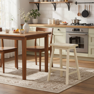 Sunvega 3 Piece Buttermilk Finish Counter Height Set with Slatted Shelves
