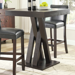 Sunvega Cappuccino Double X Base Square Bar Table for Modern Kitchen and Dining Nook