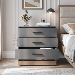 Sunvega 27 Inch High Three Drawer Dresser with Open Shelf for Bedroom