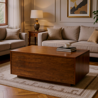 Sunvega Mid-Century Modern Dark Walnut Rectangular Dining Table with Leaf Extension