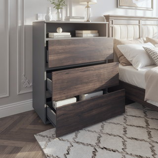 Sunvega Aberdeen Bedroom Dresser with Four Large Drawers in Matte Gray