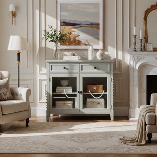Sunvega Fully Assembled 2 Door Accent Chest with Interior Shelf