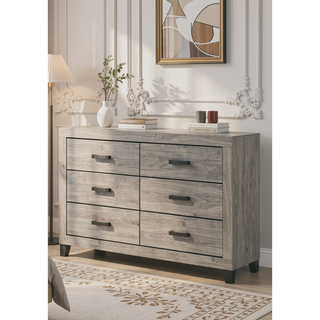 Sunvega Light Gray Finish Nightstand with Two Dovetail Drawers and Wood Construction
