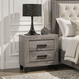 Sunvega Farmhouse Style Light Gray Finish Wooden Nightstand with Storage Drawers
