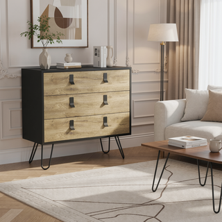 Sunvega Hairpin Leg Dresser with Three Drawers and Spacious Top Surface