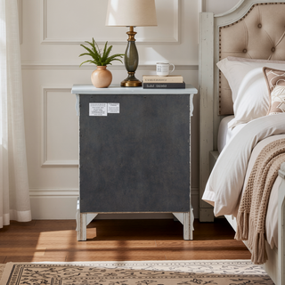 Sunvega Platinum Nightstand with Two Drawers for Bedroom Storage and Organization