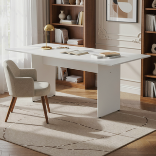 Sunvega Modern Rustic Style Dining Table with Wood-Grain Details for 6