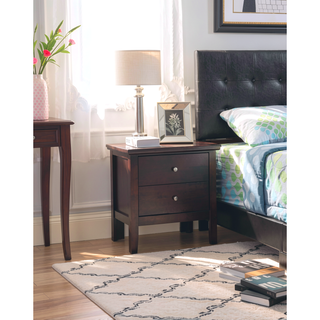 Sunvega Espresso Nightstand with Storage Drawers for Bedroom Décor