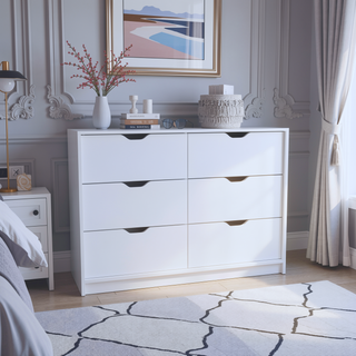Sunvega White 4 Drawer Dresser with 2 Lower Cabinets for Storage and Organization