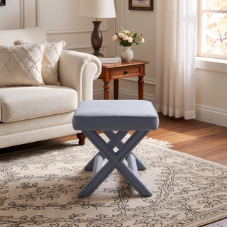 Sunvega Mid-Century Modern Velvet Upholstered Accent Bench with X-Crossed Legs