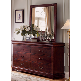 Sunvega Dark Gray Dresser with Six Spacious Drawers and Brushed Nickel Handles