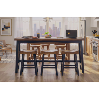 Sunvega 4-Piece Counter Height Dining Set with Table and 3 Stools in White and Coffee