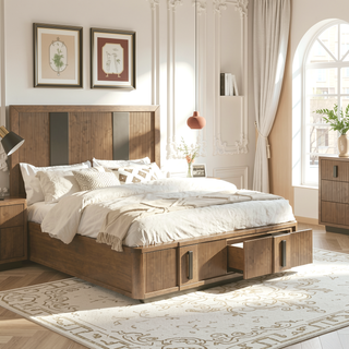Sunvega Ash Brown Wooden Chest of Drawers with Five Roomy Storage Drawers
