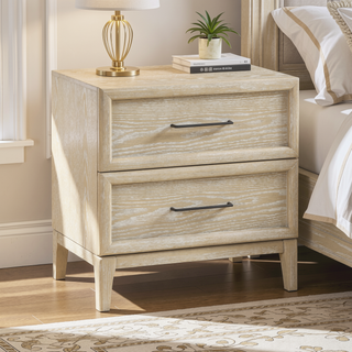 Sunvega Light Brown Finish Contemporary Style 2-Drawer Bedside Table with Ball Bearing Glides