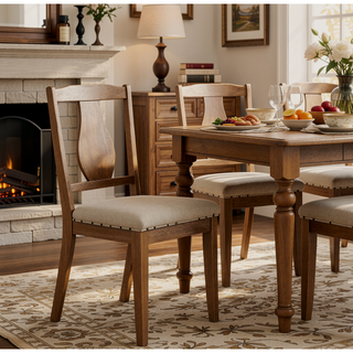 Sunvega Weathered Oak 5-Piece Dining Set with Upholstered Seat Cushions