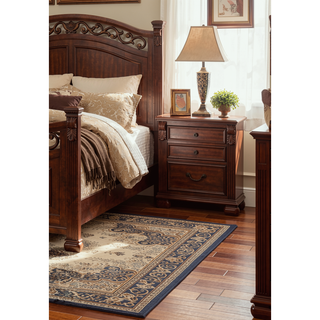 Sunvega Traditional Style Cherry Finish Nightstand with 2 Knob Drawers