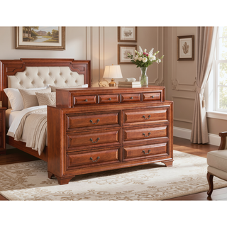 Sunvega Cappuccino Nightstand with Curved Drawer Fronts and Real Wood Veneers
