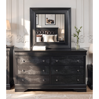 Sunvega Crystal Embellished Contemporary Dresser with Textured Drawer Fronts