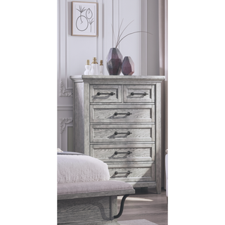 Sunvega Light Gray Finish Transitional Nightstand with Two Drawers and Metal Pulls