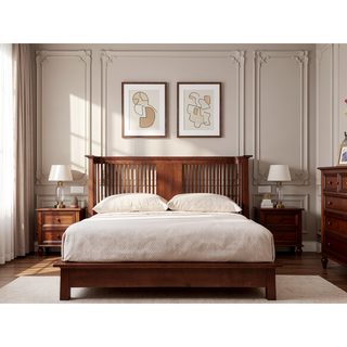 Sunvega Floating Curved Chestnut Bedside Table with Timeless Elegance and Clean Lines