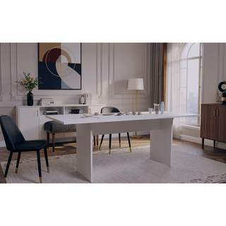 Sunvega Modern Rustic Style Dining Table with Wood-Grain Details for 6
