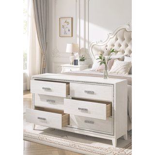 Sunvega Elegant White Finish Nightstand with Two Spacious Storage Drawers
