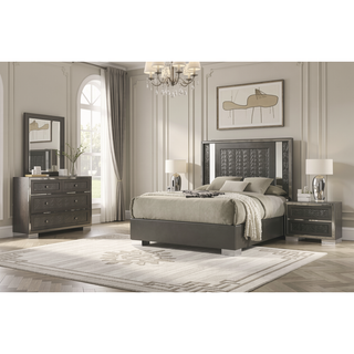 Sunvega Contemporary Dark Gray Chest with Leaf Pattern Molding and Felt Lined Top Drawer