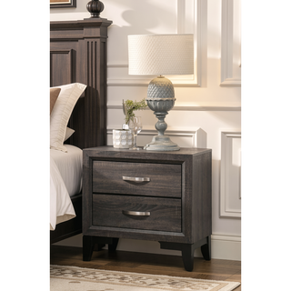 Sunvega Rustic Grey Oak Modern Nightstand with 2 Drawers Bedroom Furniture