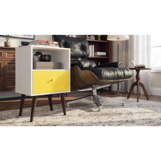 Sunvega Modern Nightstand with Drawer and Cubby for Bedroom or Living Room