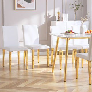 Sunvega Black Leather Chairs with Chrome Legs for Modern Minimalist Home Dining Set
