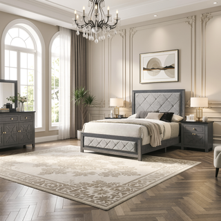 Sunvega Modern Transitional Beige Finish Nightstand with Three Wooden Drawers