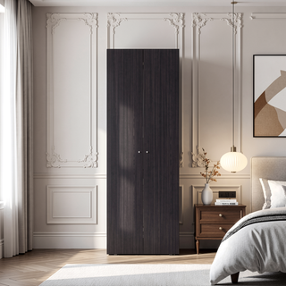 Sunvega 2 Door Black Wengue Armoire with 2 Interior Shelves for Bedroom