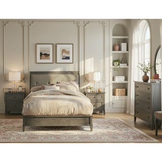 Sunvega Gray Finish Birch Veneer 3 Drawer Nightstand with Nickel Hardware