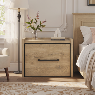 Sunvega Wall Mounted Nightstand with Drawer for Bedroom or Living Room