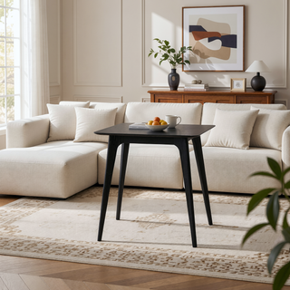 Sunvega Mid-Century Modern Dining Table with Durable Rubberwood Frame and Faux Wood Top