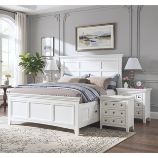 Sunvega Transitional Style Solid Wood Nightstand with Round Knobs and 3 Drawers