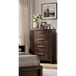 Sunvega Contemporary Brown Nightstand with Two Drawers and Rich Wood Finish