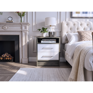 Sunvega Philadelphia Two Drawer Nightstand with Concealed Open Shelf