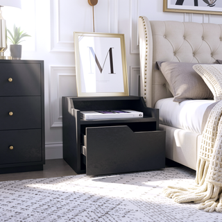 Sunvega Floating Nightstand with Single Drawer and Sleek Two-Tiered Shelf Surfaces for Bedroom