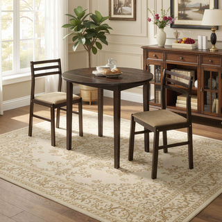 Sunvega Cappuccino and Tan 3-Piece Dining Set with Drop Leaf Table and Two Chairs
