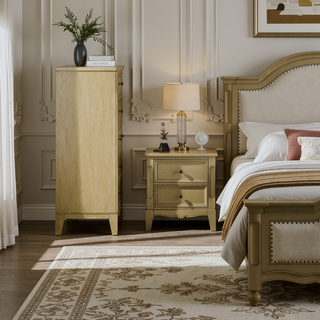 Sunvega Natural Pine Chest of Drawers with Five Large Felt-Lined Drawers for Bedroom