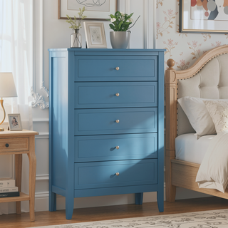 Sunvega Fully Assembled 6 Drawer Dresser with French Dovetail Wood Veneer Finish