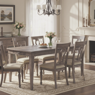 Sunvega Rustic Gray Dining Table with Two Storage Drawers and Leaf