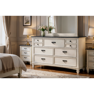 Sunvega Transitional Two-Tone Finish Nightstand with Two Storage Drawers