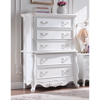Sunvega White Finish Chest with Ample Storage Drawers and Versatile Shelf