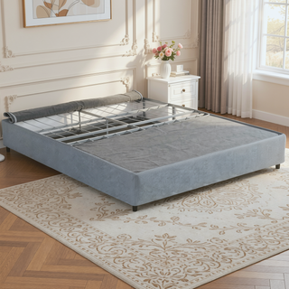 Sunvega Foldable Twin-Size Metal Mattress Bed Base with Removable Linen Cover