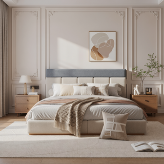 Sunvega Foldable Twin-Size Metal Mattress Bed Base with Removable Linen Cover